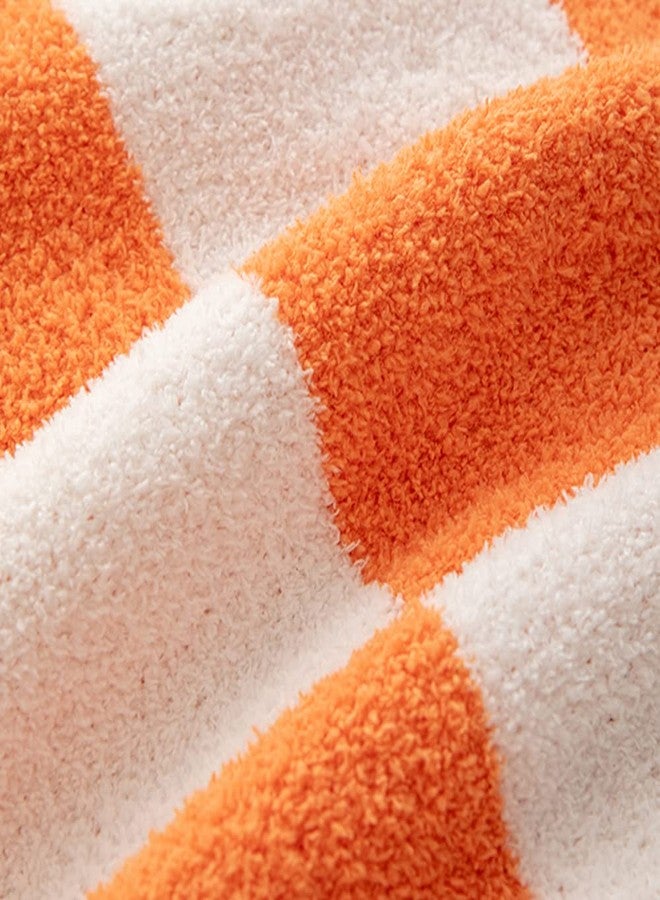 NIDITW Set of 2 Orange Checkered Pillow Covers 18x18 Inches Ultra Soft Microfiber Both Sided Gingham Pattern Invisible Zipper for Sofa Couch Bed Decor (Orange) - Image 3
